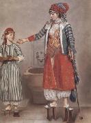 Jean-Etienne Liotard Dame franque vetue a la turque et sa servante (mk32) France oil painting artist